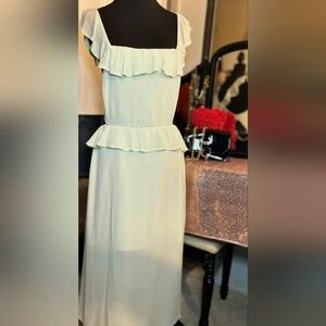 Forever 21 Green Peplum Ruffled Midi Dress